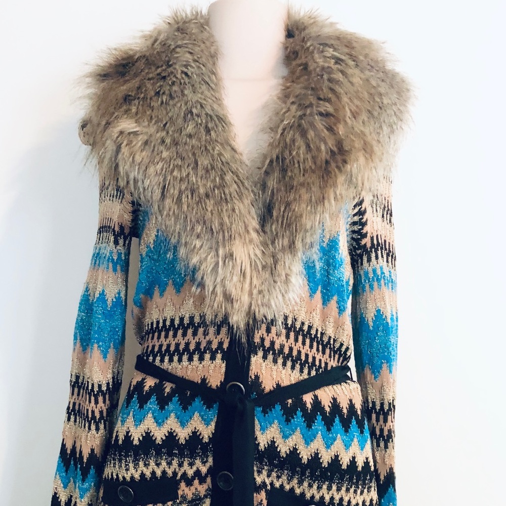 Cache' Metallic-Multi-Colored Sweater